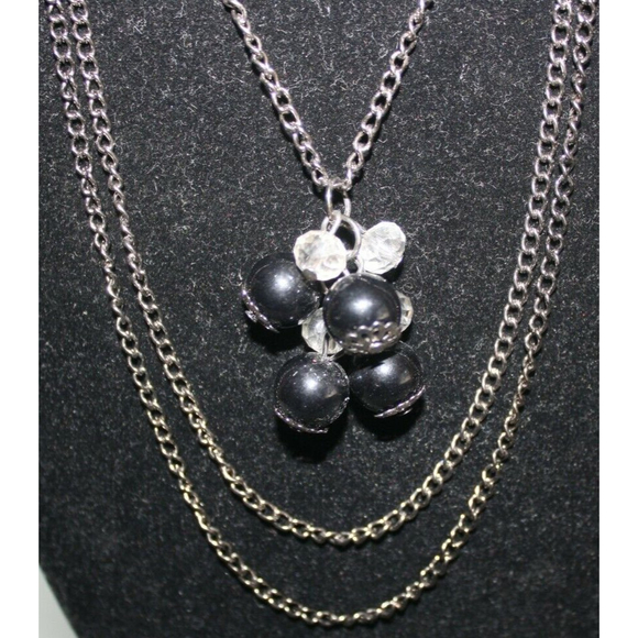 3/$15 Black Beaded Necklace & Matching Earrings Triple Strand New Womens Jewelry - Picture 5 of 5